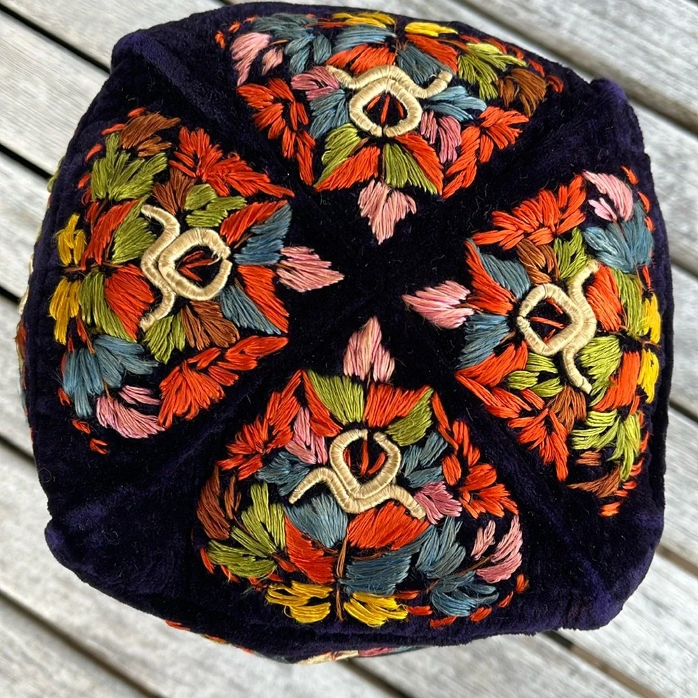 Vintage Heirloom Hand Crafted Uzbek / Tubeteika / Doppa Embroidered Skull Cap